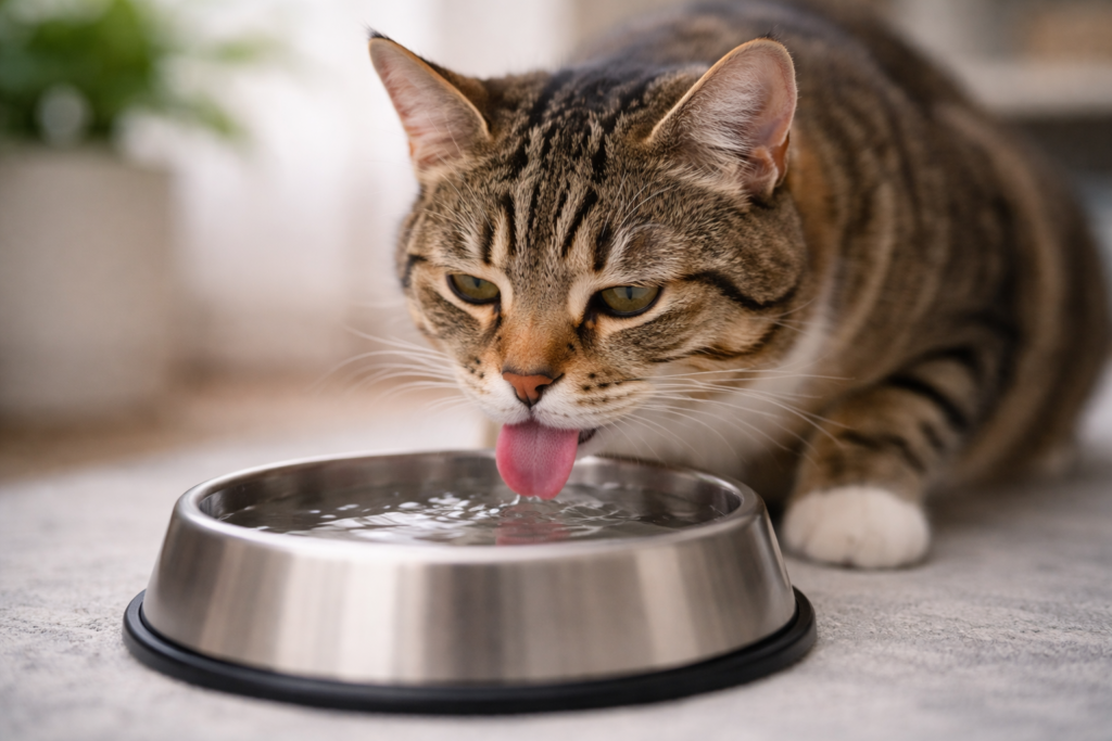 cat drinking water healthy hydration